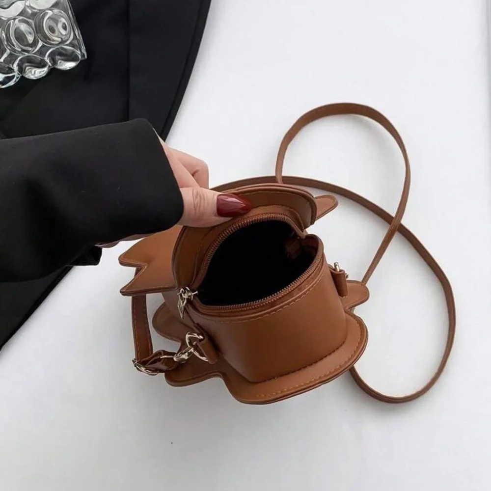 Gingerbread Man Brown Leather Crossbody Bag
